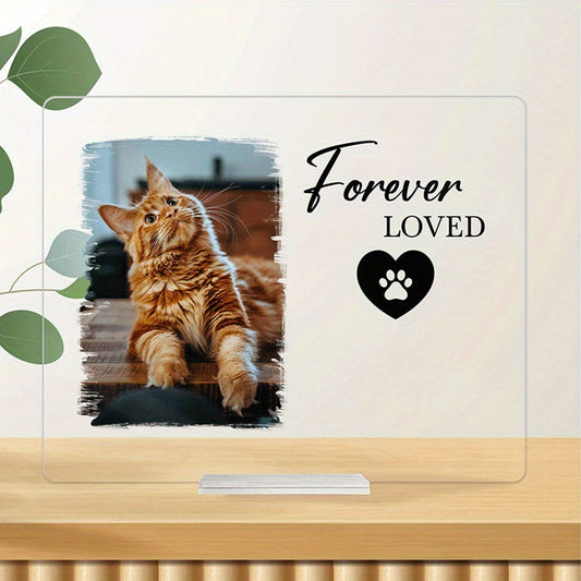 Personalized Cat Remembrance Acrylic Photo Frame Plaque - A Thoughtful Gift for Pet Loss Sympathy - Made from Durable Acrylic Material - Perfect for Home and Desk Decor - Suitable for Ages 14 and up