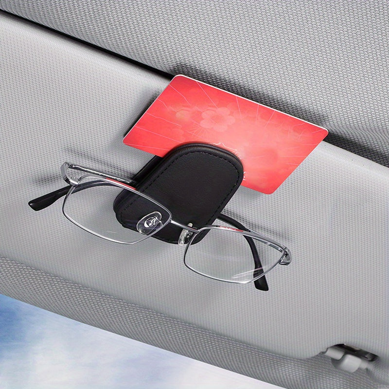 Get two PU leather car sunglass holders with a magnetic visor clip mount and universal glasses hanger with card slot. These auto interior accessories are perfect for drivers aged 14 and older.