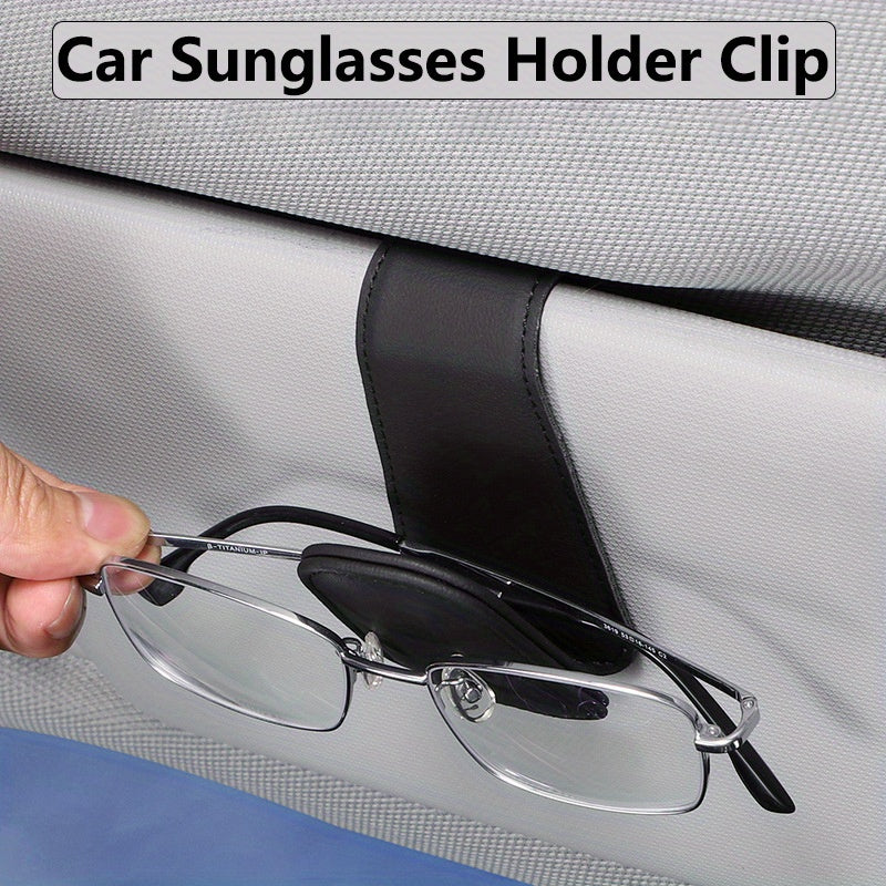 Get two PU leather car sunglass holders with a magnetic visor clip mount and universal glasses hanger with card slot. These auto interior accessories are perfect for drivers aged 14 and older.