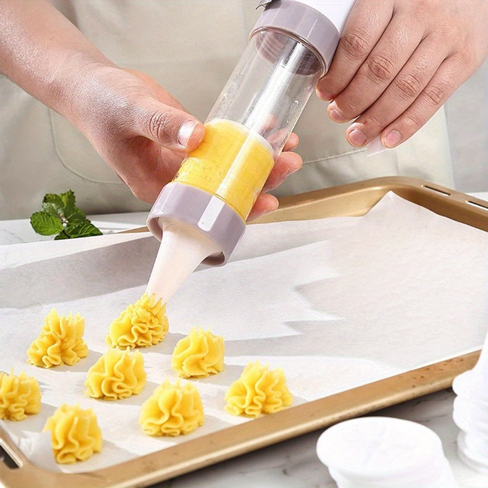 Set of 20 Cake Decorating Guns with Stainless Steel Tips - Multi-functional Baking Utensil for Cookies, Biscuits, and Pastries