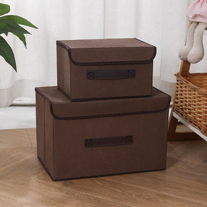 Set of 2 Storage Boxes made of Non-Woven Fabric: Ideal for Storing Various Items, Toys, Preventing Household Dust - Convenient Foldable Closet Organizer