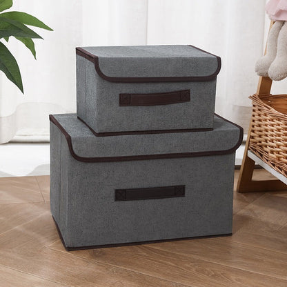 Set of 2 Storage Boxes made of Non-Woven Fabric: Ideal for Storing Various Items, Toys, Preventing Household Dust - Convenient Foldable Closet Organizer