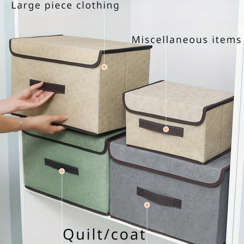 Set of 2 Storage Boxes made of Non-Woven Fabric: Ideal for Storing Various Items, Toys, Preventing Household Dust - Convenient Foldable Closet Organizer