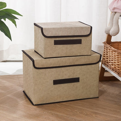 Set of 2 Storage Boxes made of Non-Woven Fabric: Ideal for Storing Various Items, Toys, Preventing Household Dust - Convenient Foldable Closet Organizer