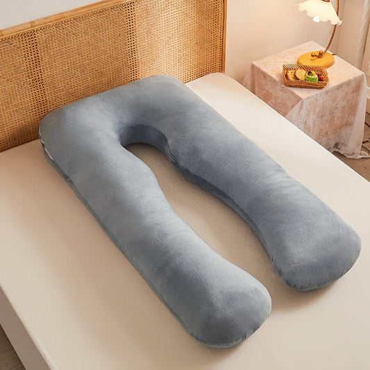 Luxurious and comfortable Crystal Velvet Maternity Pillow with plush ultra-soft fabric. Detachable and washable, the U-shaped design provides side support for a restful night's sleep.