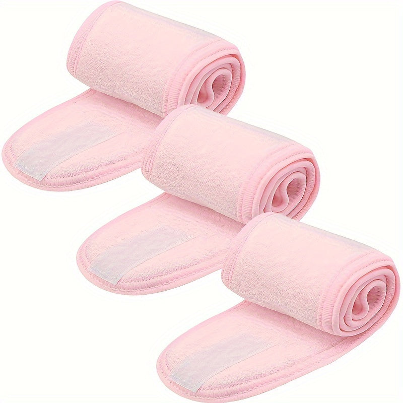 3 Pack of Casual Style Cotton Blend Knit Hair Bands with Polyester and Spandex - Adjustable Spa Headbands for Face Washing, Makeup, and Shower Use for All Hair Types