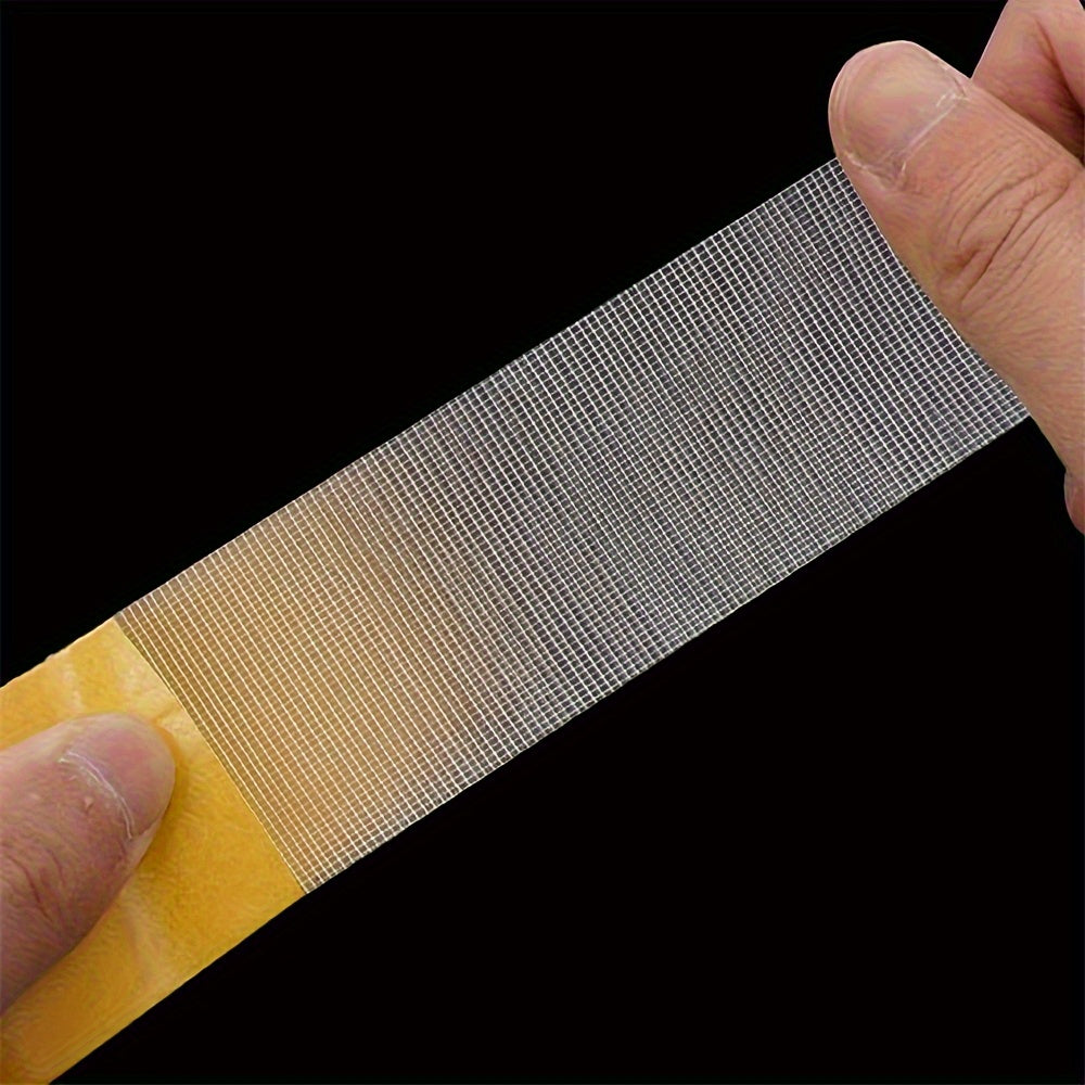 Durable double-sided tape, 1.98cm x 20.12m - Waterproof adhesive with fiberglass mesh for walls & glass, suitable for various surfaces.