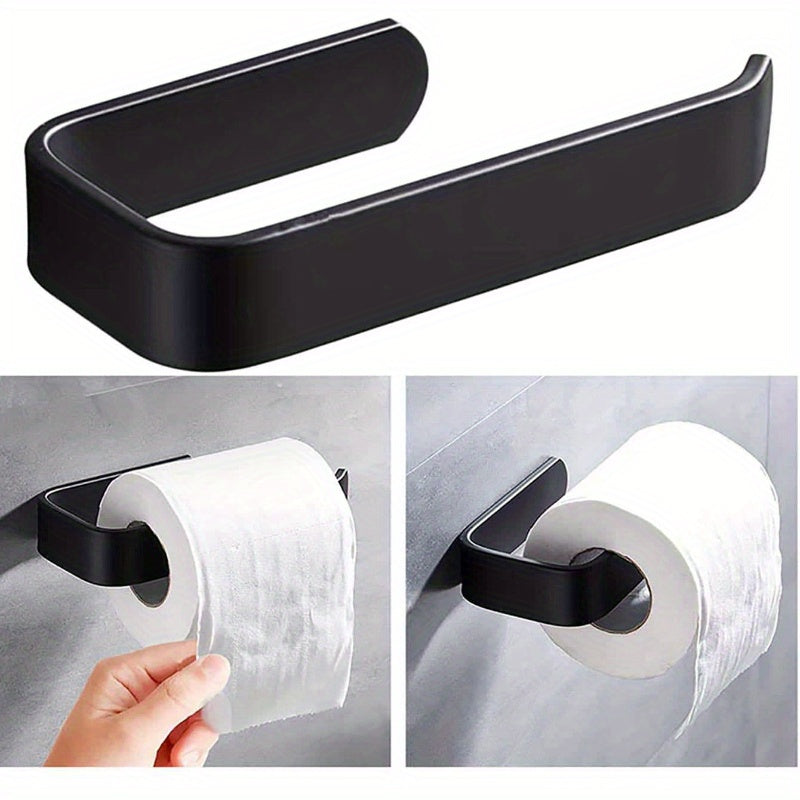 Self-adhesive toilet paper holder for bathroom and kitchen.