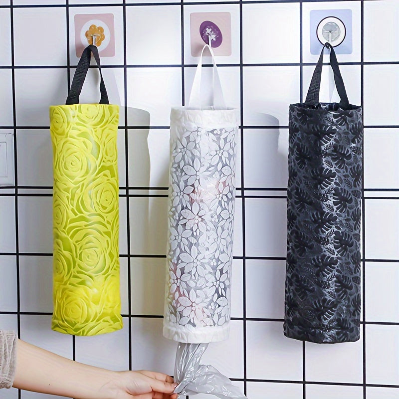 Waterproof PVC Wall Hanging Organizer for Plastic Bags - Linen Textured Dispenser with Convenient Bottom Dispensing Feature