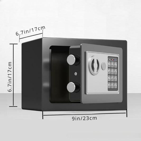 Стальной сейф с электронным клавиатурным замком и ключом для обхода, дверь толщиной 0,99 см, скрытая ручка и 4 запорных болта, для хранения ювелирных изделий, оружия, наличных денег в домашних офисах, гостиницах и бизнесе - черный