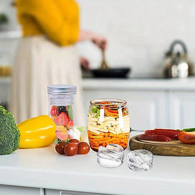 Glass fermentation weight lid for wide mouth Mason jars ensures the perfect fermentation of pickles, kimchi, and sour cucumbers. This easy-to-use kitchen gadget, a stone weight, is ideal for fermenting your favorite vegetables.