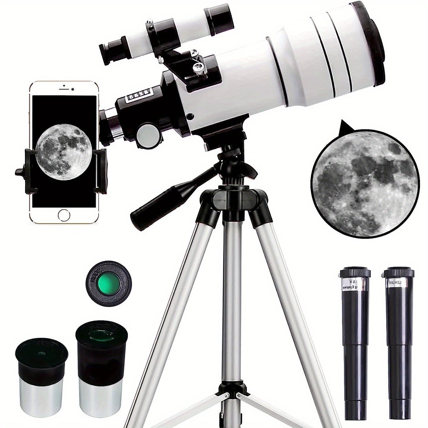 Afterwave Professional Astronomy Telescope - 75X Magnification, 70mm Objective Lens for Stargazing and Moon Watching. Ideal for Outdoor Camping and Travel.