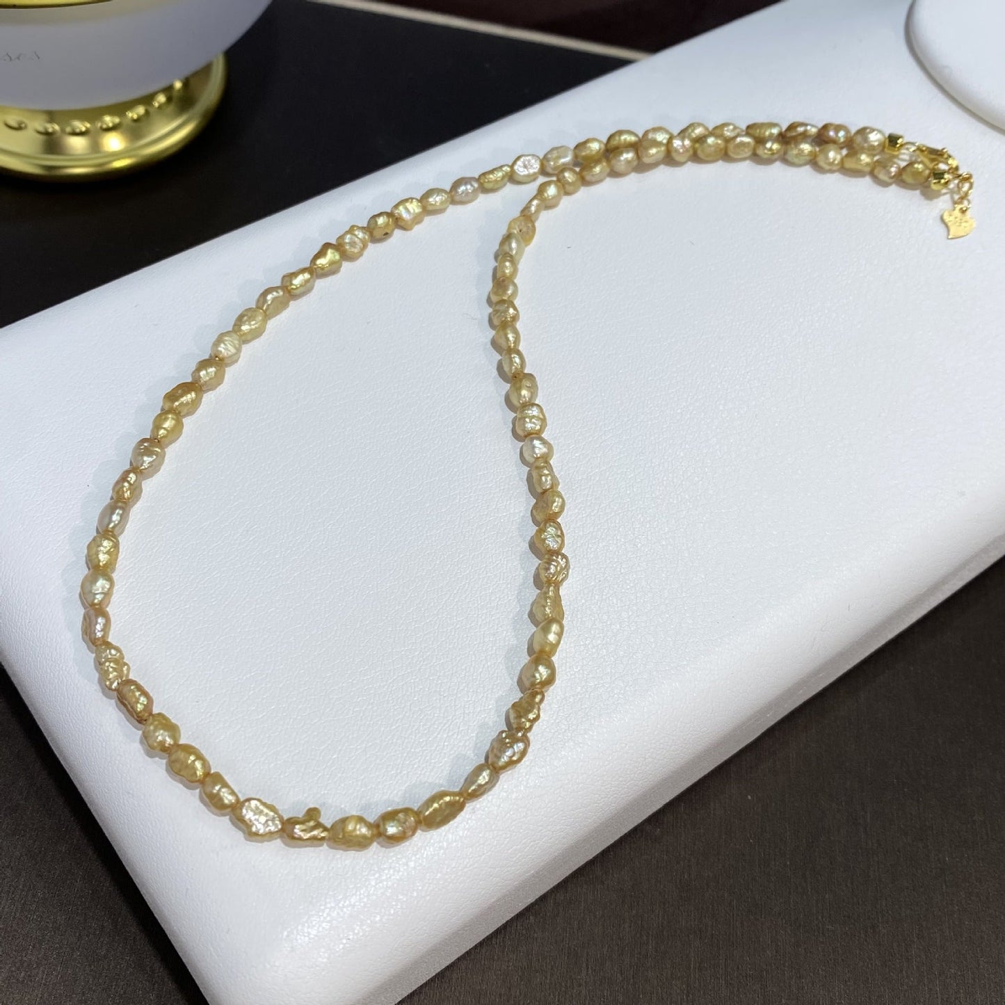 Women's Vintage Style Freshwater Baroque Pearl Necklace, featuring Natural Golden Pearls in a Multi-Strand design with No Plating. This elegant necklace is perfect for both daily wear and special occasions. It makes an ideal gift for Mardi Gras