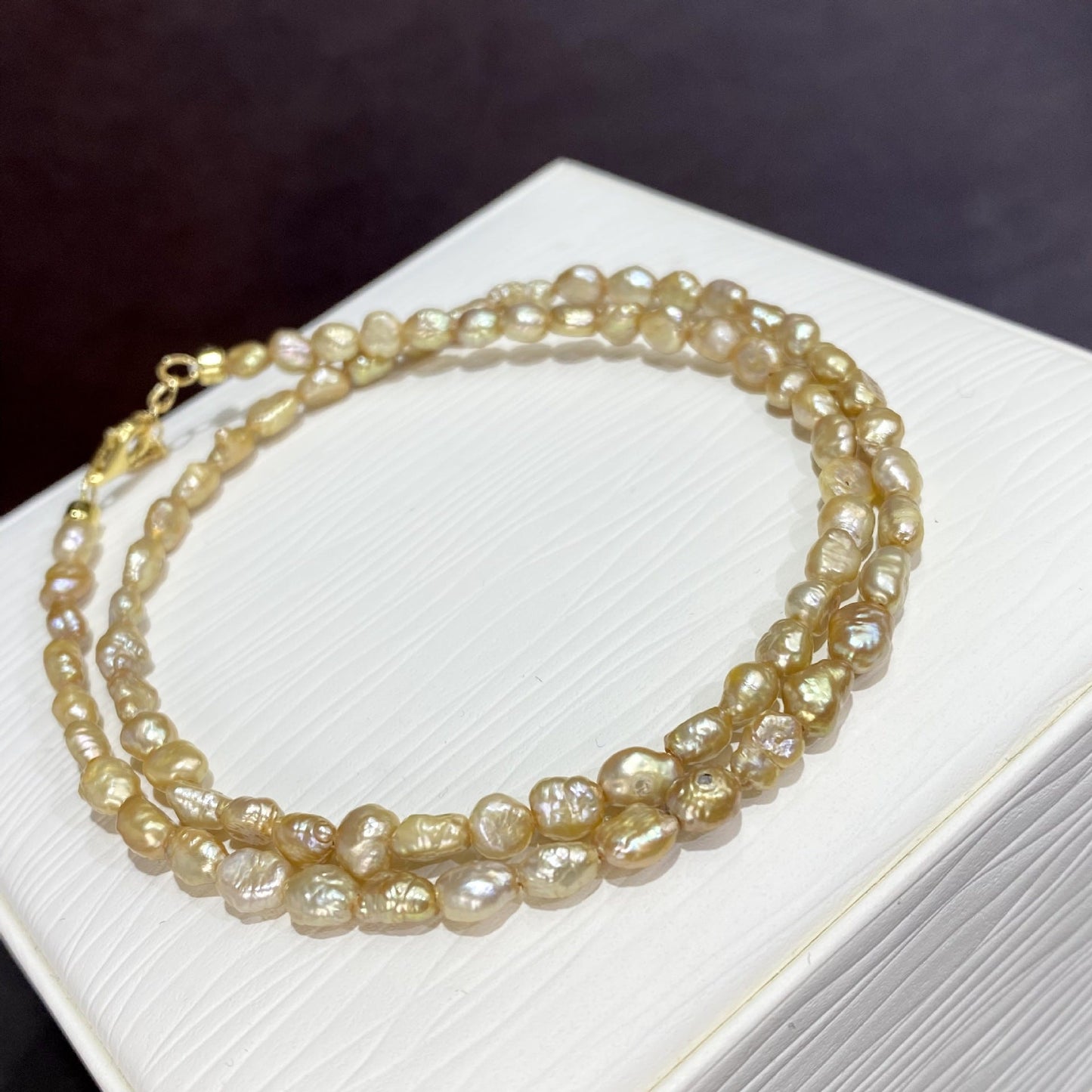 Women's Vintage Style Freshwater Baroque Pearl Necklace, featuring Natural Golden Pearls in a Multi-Strand design with No Plating. This elegant necklace is perfect for both daily wear and special occasions. It makes an ideal gift for Mardi Gras