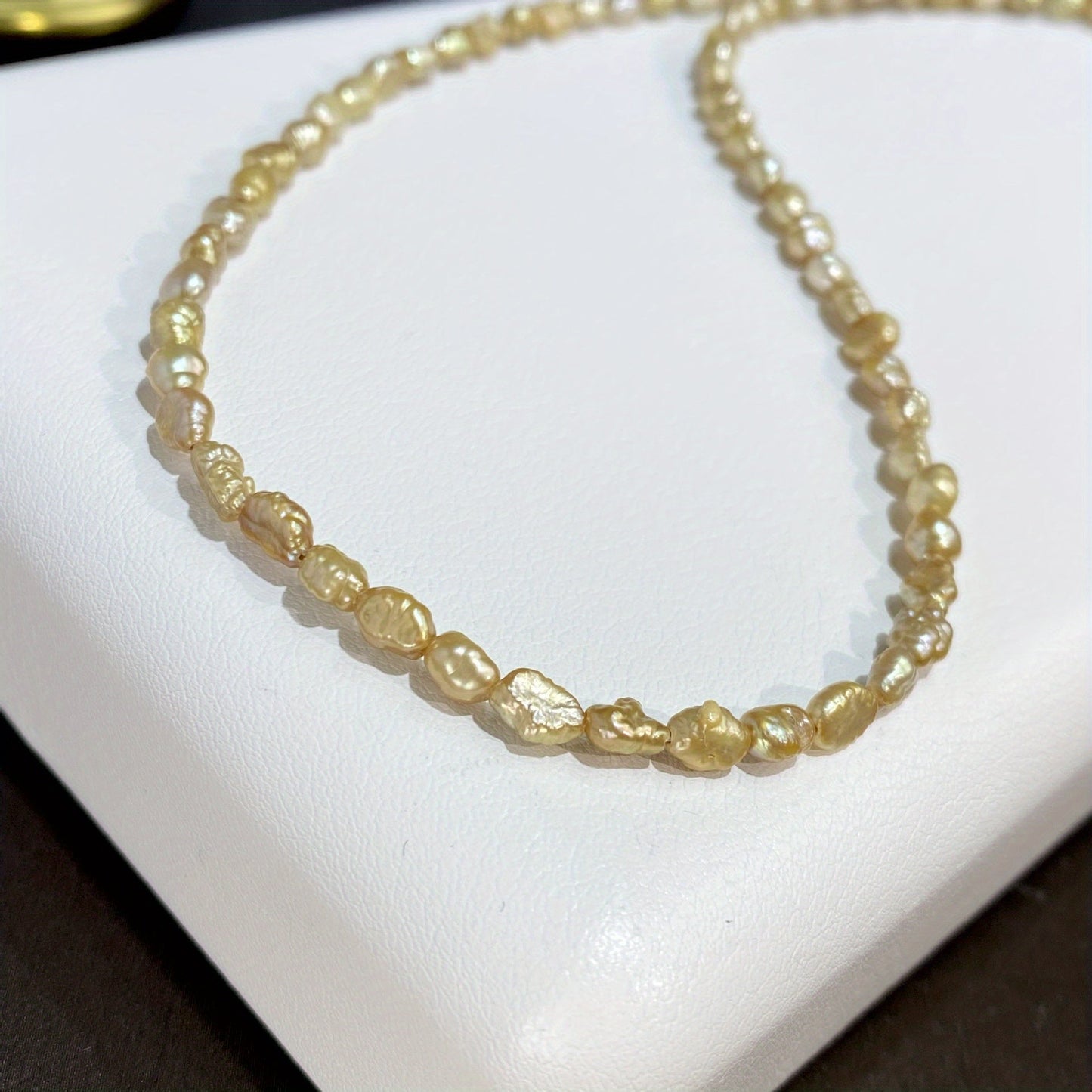 Women's Vintage Style Freshwater Baroque Pearl Necklace, featuring Natural Golden Pearls in a Multi-Strand design with No Plating. This elegant necklace is perfect for both daily wear and special occasions. It makes an ideal gift for Mardi Gras