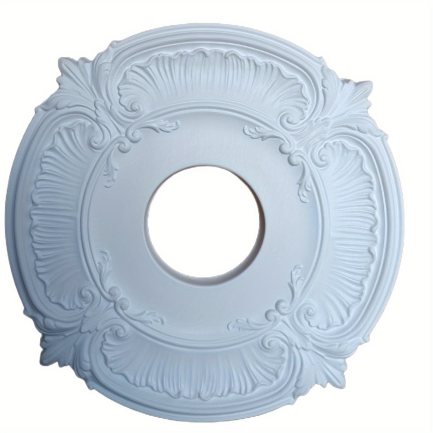 Luxurious white ceiling medallion is waterproof, moisture-resistant, and easy to install, ideal for lighting and fan decor.