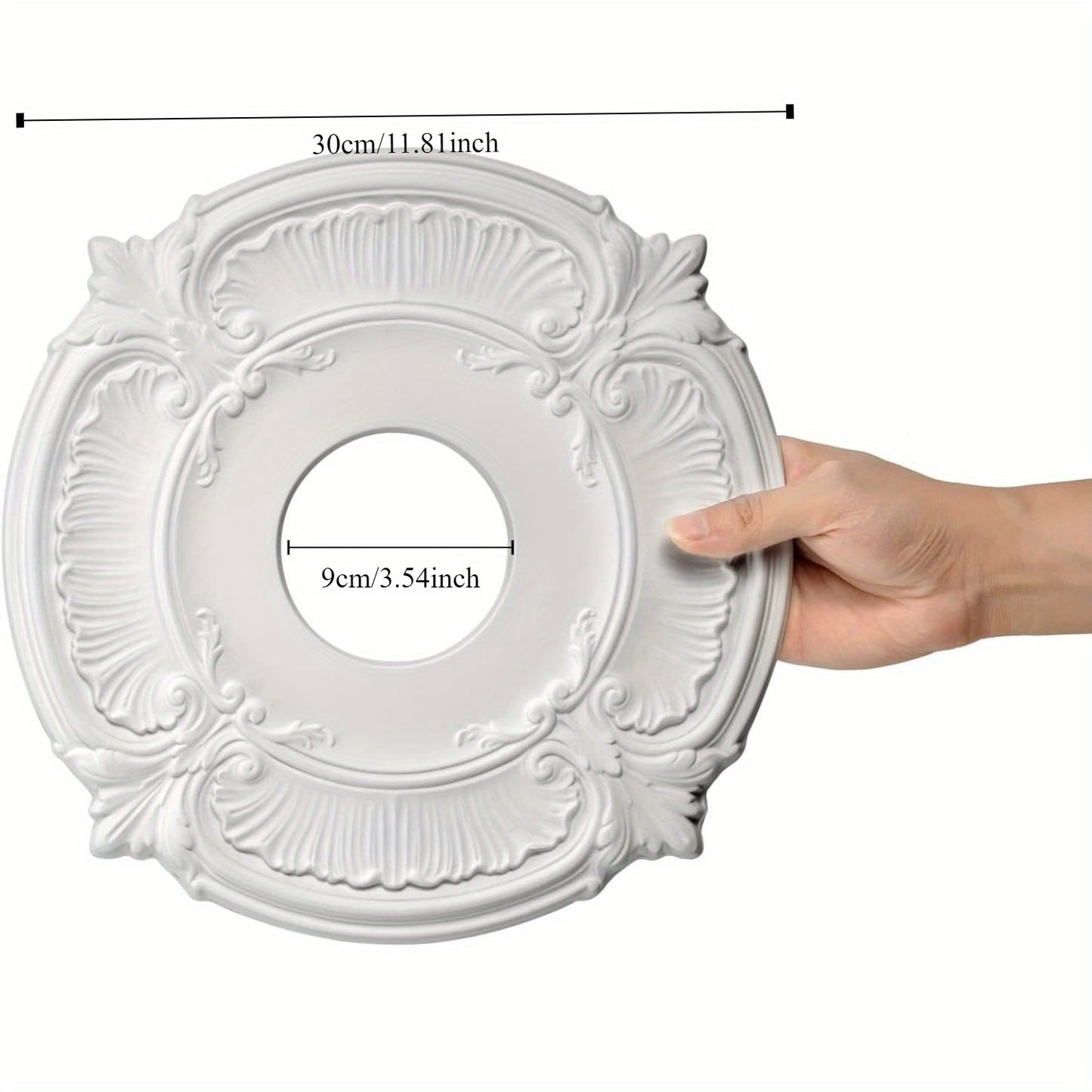 Luxurious white ceiling medallion is waterproof, moisture-resistant, and easy to install, ideal for lighting and fan decor.