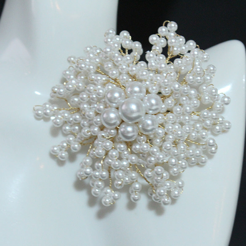 [Customer Favorite] Beautifully Crafted Handmade Faux Pearl Brooch - Opulent, Unique Shape, Convenient Plastic Pin for Women