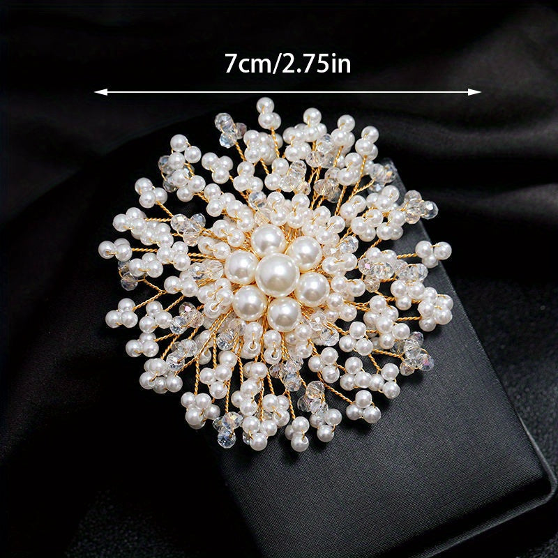 [Customer Favorite] Beautifully Crafted Handmade Faux Pearl Brooch - Opulent, Unique Shape, Convenient Plastic Pin for Women