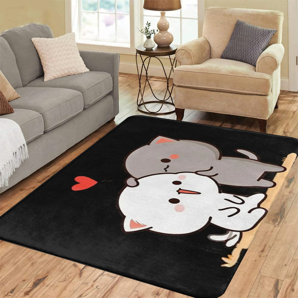 Machine washable Bubu and Dudu Cartoon Cats Flannel Doormat - 1pc Soft Polyester Non-Slip Rug Pad suitable for Living Room, Bedroom, Kitchen, and Balcony. This Cute Animal Design Home Decoration Floor Mat is both stylish and functional.