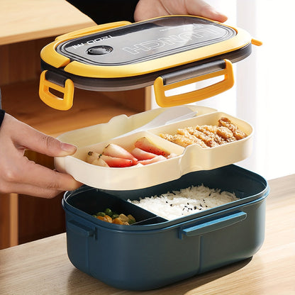 Microwave-Safe Bento Box with Spoon and Fork - BPA-Free, High Capacity, Leak-Proof, Perfect for Travel and Office Lunches