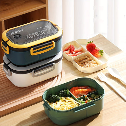 Microwave-Safe Bento Box with Spoon and Fork - BPA-Free, High Capacity, Leak-Proof, Perfect for Travel and Office Lunches