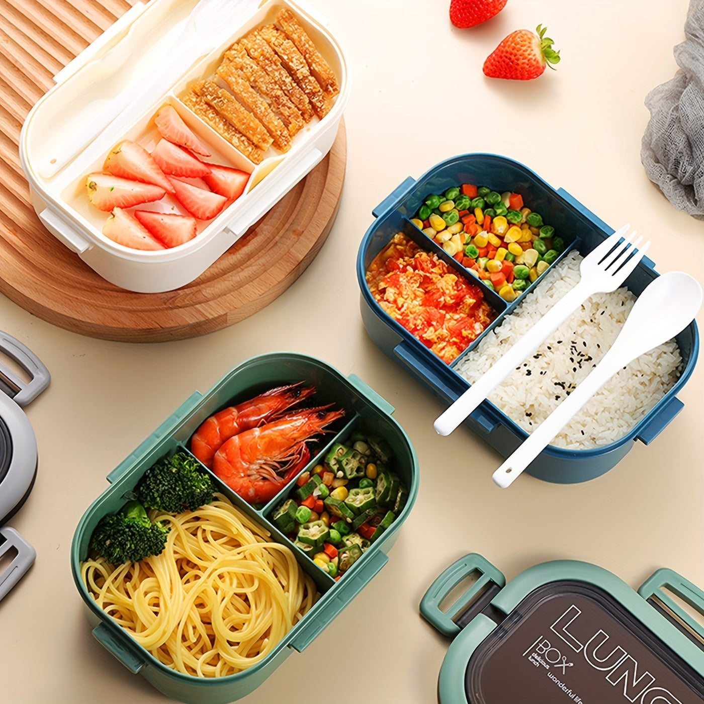 Microwave-Safe Bento Box with Spoon and Fork - BPA-Free, High Capacity, Leak-Proof, Perfect for Travel and Office Lunches