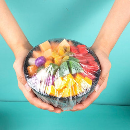 100 vibrant disposable food covers made from PET material for preserving freshness in the kitchen.