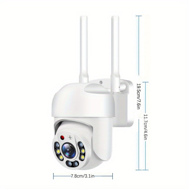 Smart home surveillance with a waterproof WiFi security camera featuring PTZ, 360° panoramic view, AI human detection, two-way audio, and full color night vision.