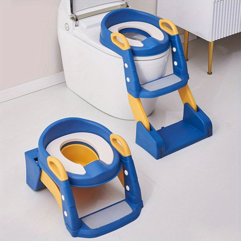 Safe and comfortable Foldable Toilet Potty Training Seat with Step Stool for 3-6 Year Olds, complete with Non-Slip Mat