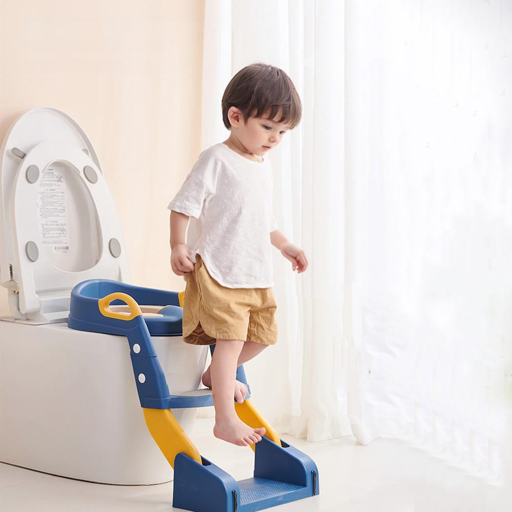 Convenient Folding Potty Training Seat with Step Stool Ladder - Safe and Comfortable Toilet Trainer for Toddlers and Young Children, Includes Non-Slip Mat and Auxiliary Seat