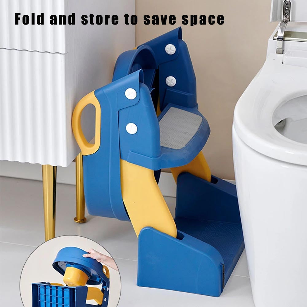 Convenient Folding Potty Training Seat with Step Stool Ladder - Safe and Comfortable Toilet Trainer for Toddlers and Young Children, Includes Non-Slip Mat and Auxiliary Seat