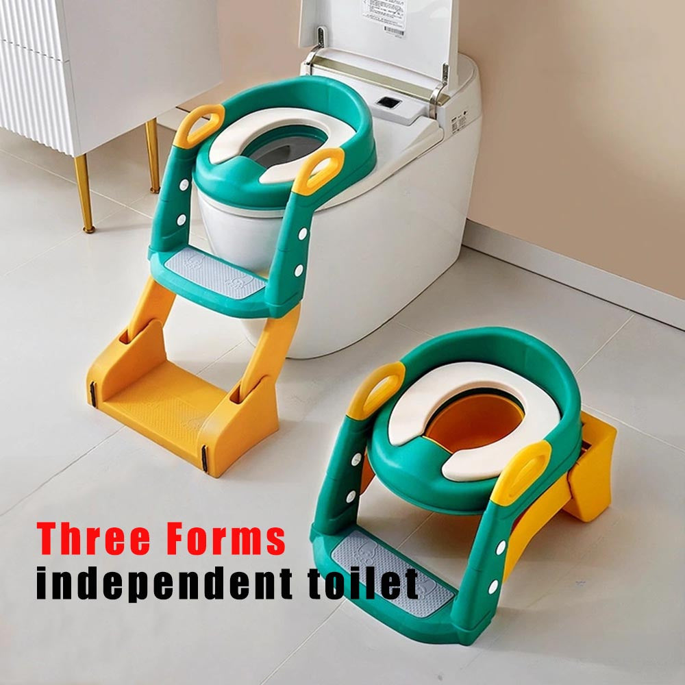 Convenient Folding Potty Training Seat with Step Stool Ladder - Safe and Comfortable Toilet Trainer for Toddlers and Young Children, Includes Non-Slip Mat and Auxiliary Seat