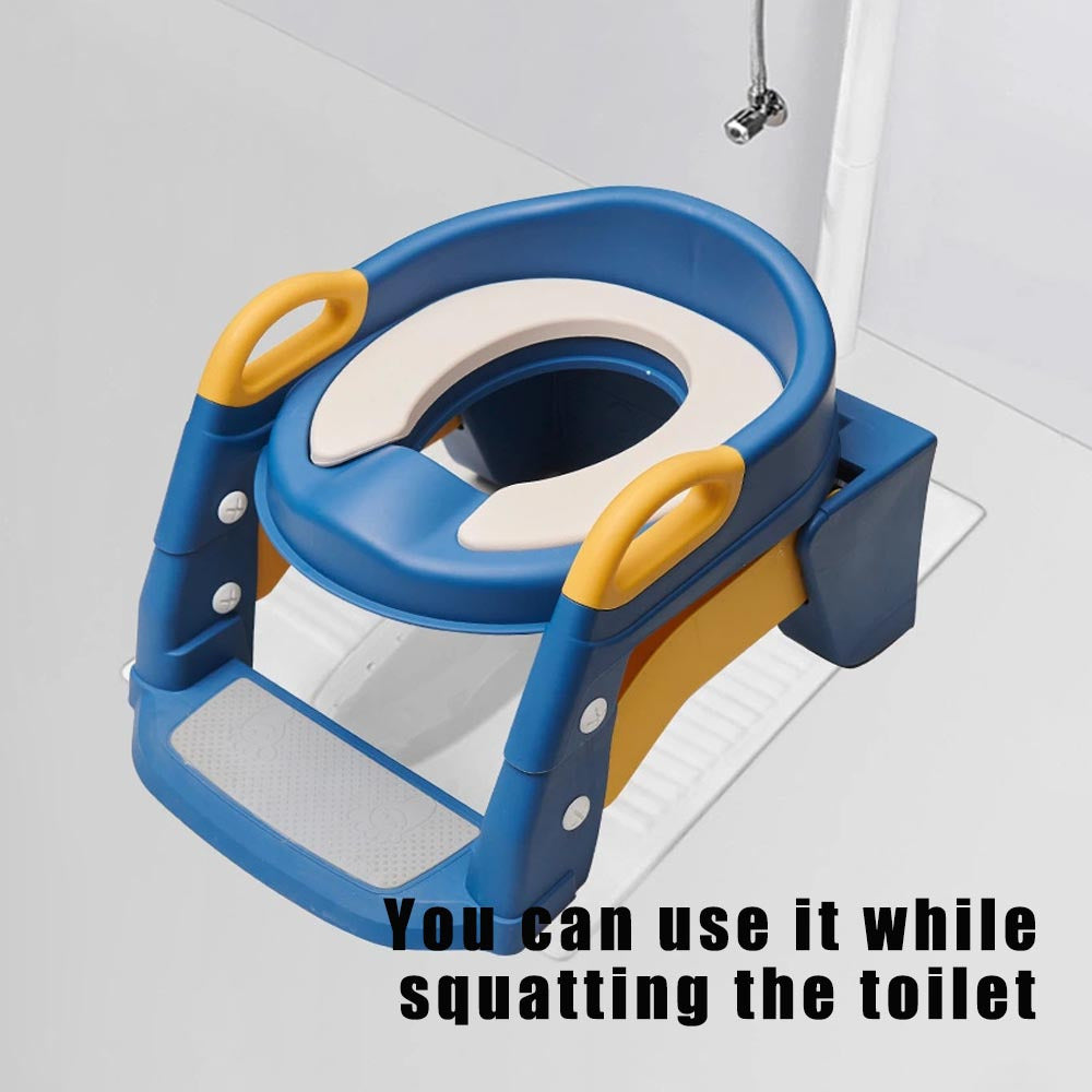 Convenient Folding Potty Training Seat with Step Stool Ladder - Safe and Comfortable Toilet Trainer for Toddlers and Young Children, Includes Non-Slip Mat and Auxiliary Seat