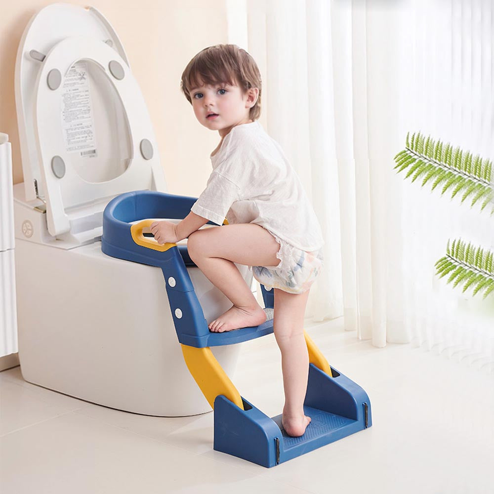 Convenient Folding Potty Training Seat with Step Stool Ladder - Safe and Comfortable Toilet Trainer for Toddlers and Young Children, Includes Non-Slip Mat and Auxiliary Seat