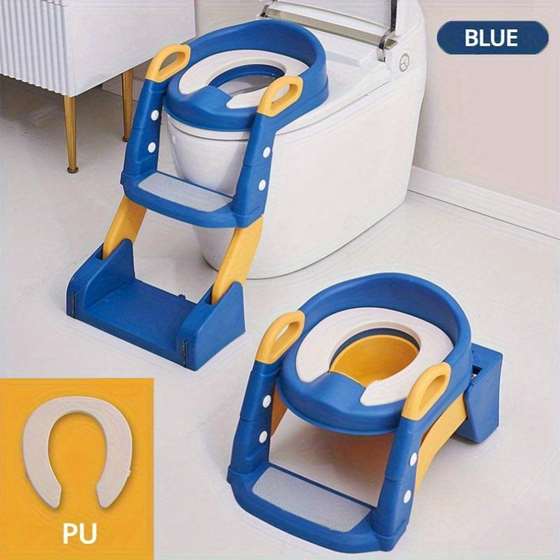 Safe and comfortable Foldable Toilet Potty Training Seat with Step Stool for 3-6 Year Olds, complete with Non-Slip Mat