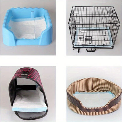 10pcs of leak-proof pet pee pads for dogs, cats, and small animals made of non-woven fabric, wood pulp, and cotton blend.