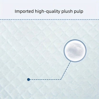 10pcs of leak-proof pet pee pads for dogs, cats, and small animals made of non-woven fabric, wood pulp, and cotton blend.