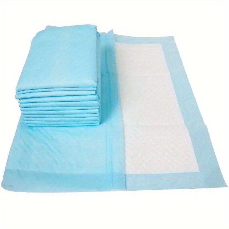 10pcs of leak-proof pet pee pads for dogs, cats, and small animals made of non-woven fabric, wood pulp, and cotton blend.