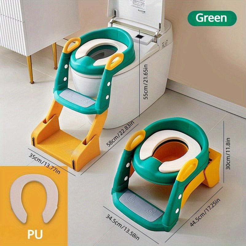 Safe and comfortable Foldable Toilet Potty Training Seat with Step Stool for 3-6 Year Olds, complete with Non-Slip Mat