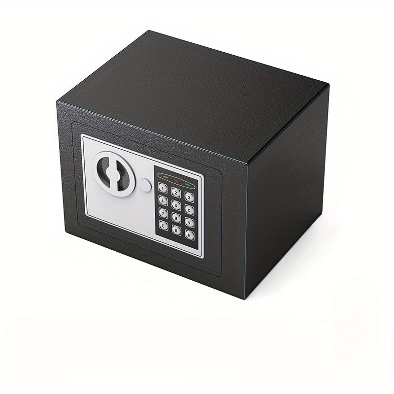 Luxury digital security safe with steel construction, dual entry methods, and keyboard lock for office, hotel, or business use, ideal for storing cash and valuables securely.