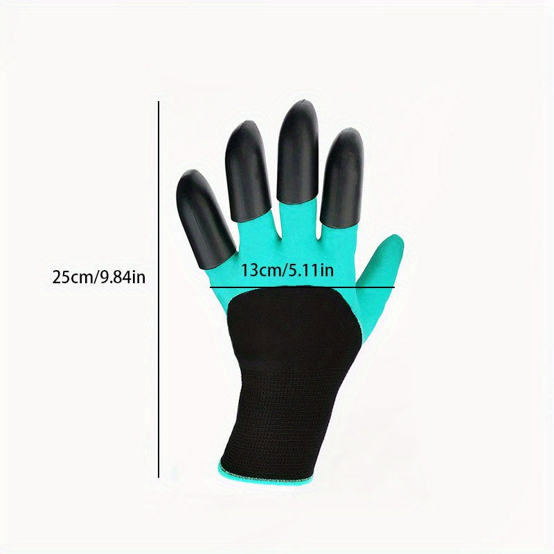 Waterproof garden gloves with claws for digging and planting, puncture-resistant latex material, hand washable protective gear for gardening.