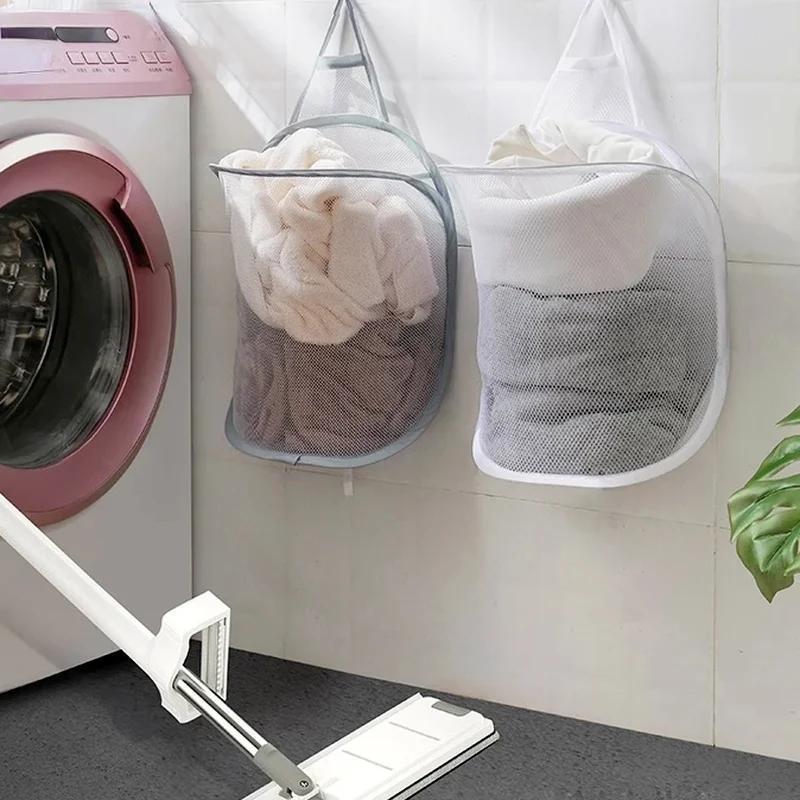 Durable Polyester Hanging Laundry Hamper with Handle - Stylish and Functional Wall-Mounted Clothes Organizer for Bathroom and Any Room in Your Home