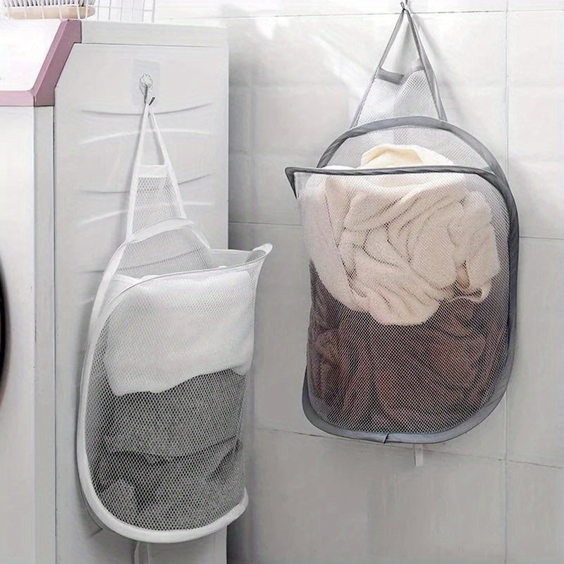 Durable Polyester Hanging Laundry Hamper with Handle - Stylish and Functional Wall-Mounted Clothes Organizer for Bathroom and Any Room in Your Home