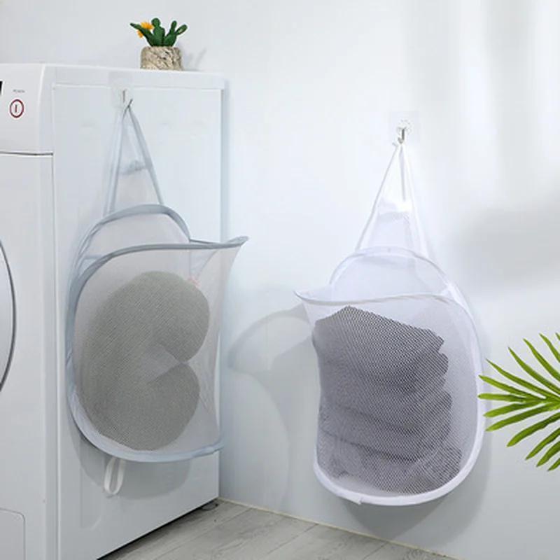 Durable Polyester Hanging Laundry Hamper with Handle - Stylish and Functional Wall-Mounted Clothes Organizer for Bathroom and Any Room in Your Home