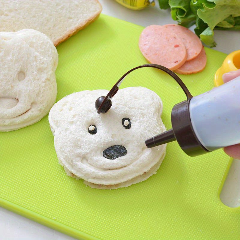 Kids' bear-shaped sandwich cutter made of food-safe plastic for fun lunches and picnics, also a great Easter gift.