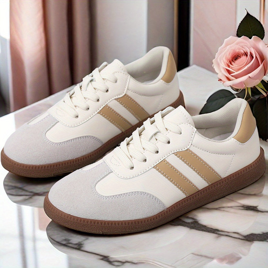 Women's colorblock sneakers with lace-up design, lightweight and comfortable for walking.