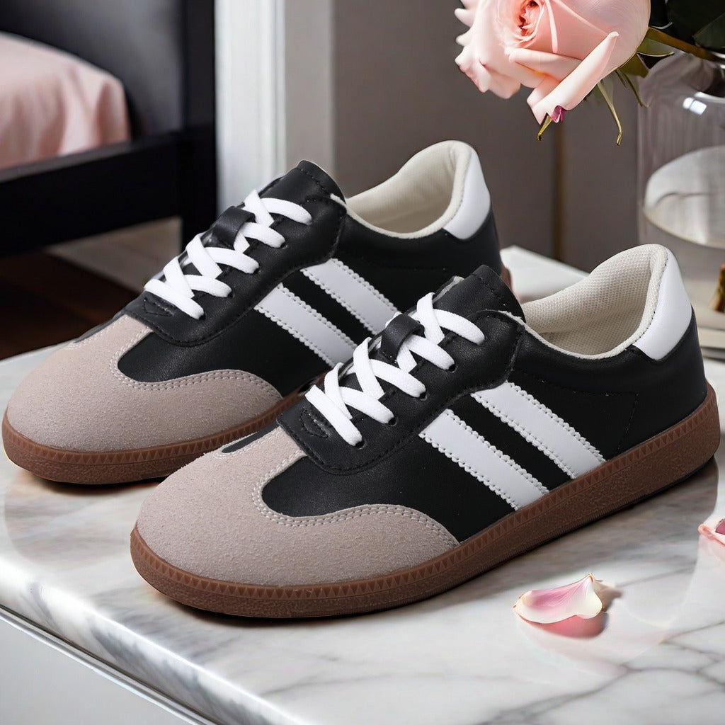 Women's colorblock sneakers with lace-up design, lightweight and comfortable for walking.