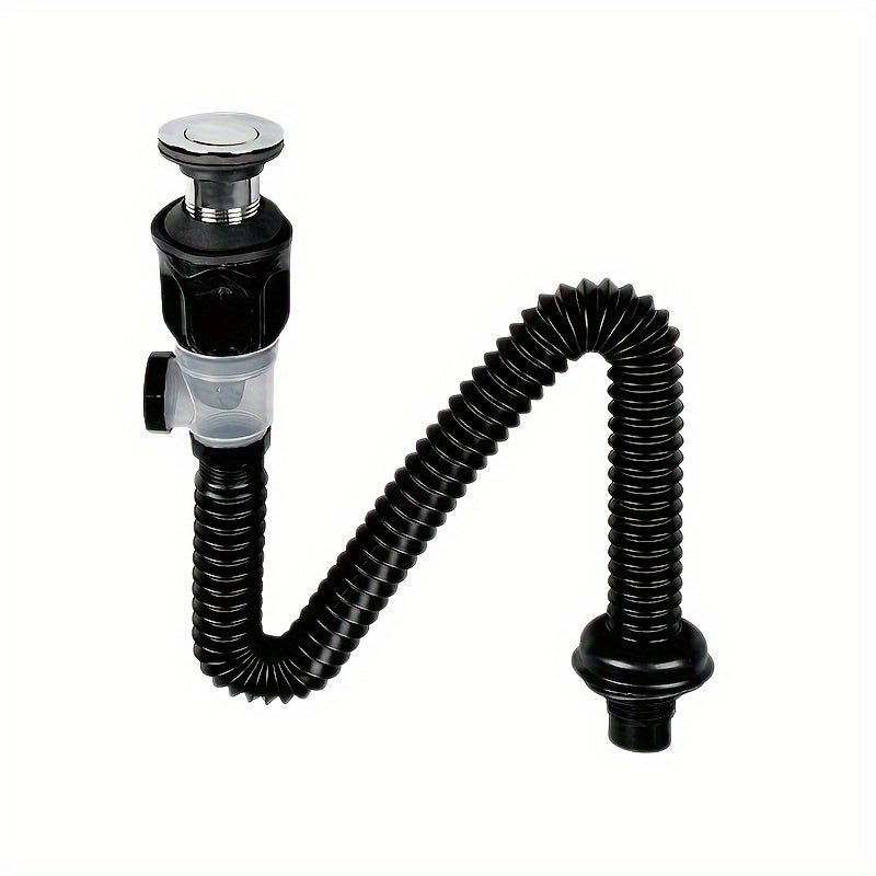 Metal P-Trap Sink Drain Kit with Expandable Design for 1-1/4" and 1-1/2" Drain Holes, Odor Prevention.