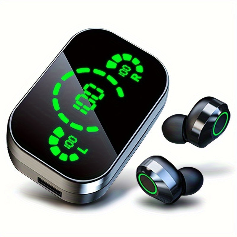 TWS Wireless Earbuds with Digital Screen, Perfect for Sports, Running, and Gaming, High-Quality Stereo Sound, Built-In Microphone, In-Ear Design for Active Lifestyles.